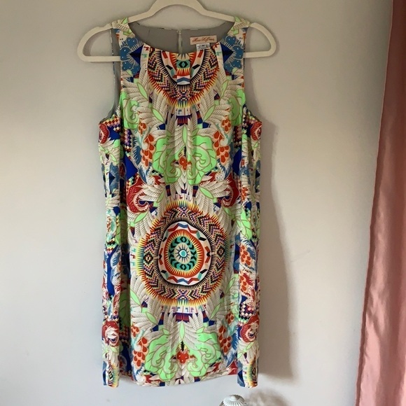 MARA HOFFMAN Jungle trip colorful geometric dress sz M retro multicolored party - Picture 4 of 16